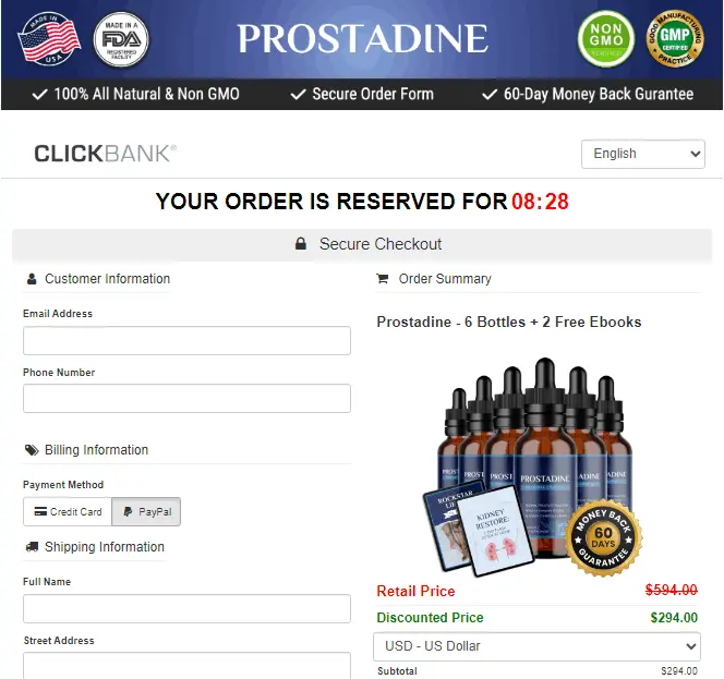 Prostadine Checkout Page
